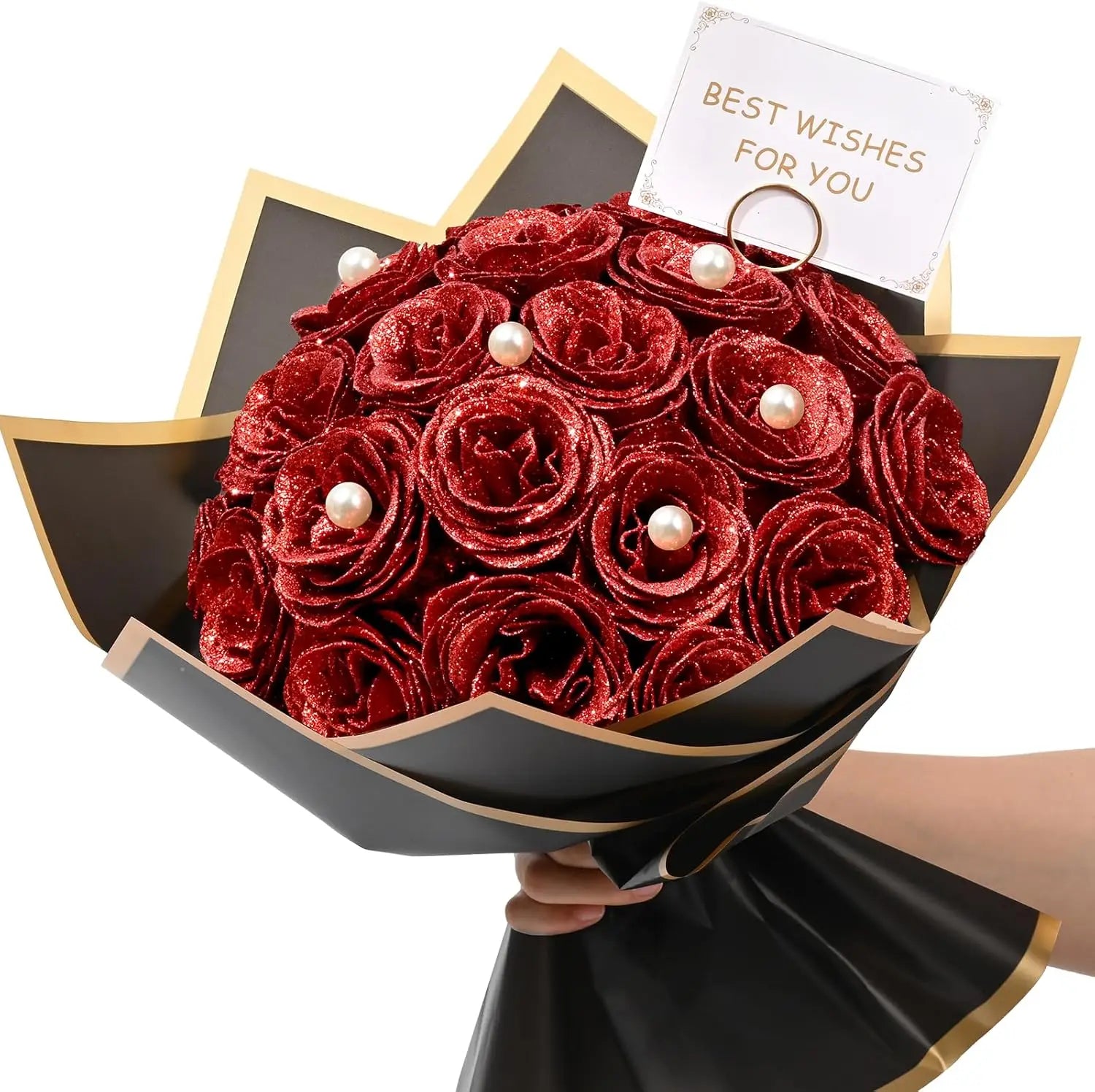 Red Glitter Roses Bouquet
