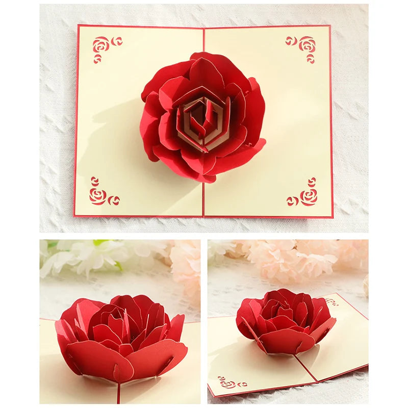 3d Rose Pop Up Card, Valentines Day Card